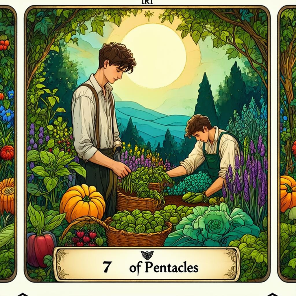 Zrozumienie Karty 7 Denarów Tarot: Symbolika, Refleksja i Sukces