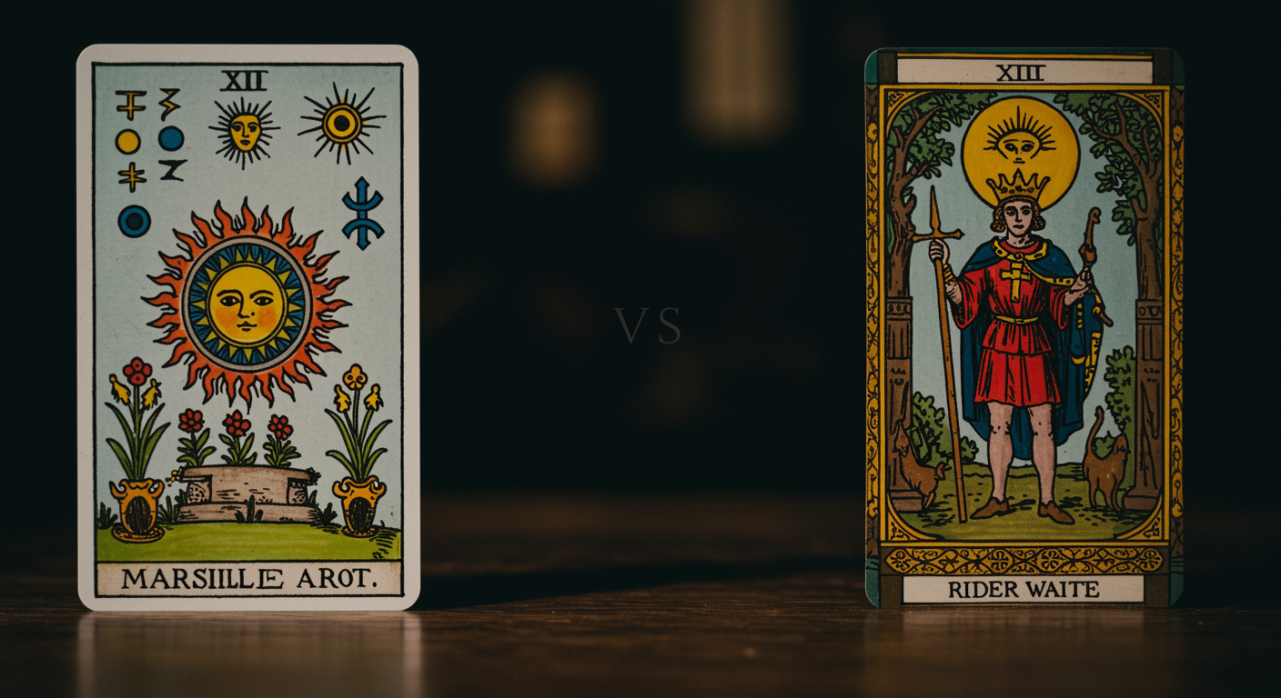 Tarot Marsylski vs Rider Waite – kluczowe różnice i podobieństwa